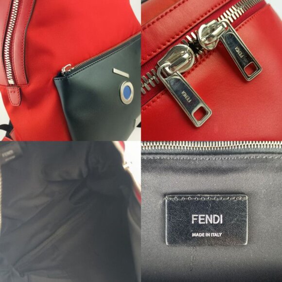Fendi Backpack Monster Series Face Backpack 7 Vz012 Red Black Nylon
